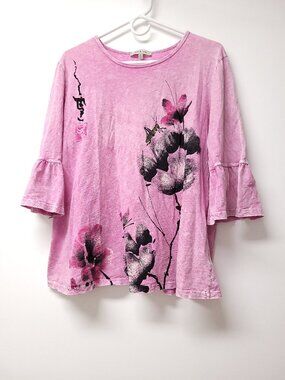 Jess & Jane Scoop neck 3/4 Sleeve Top Size XL